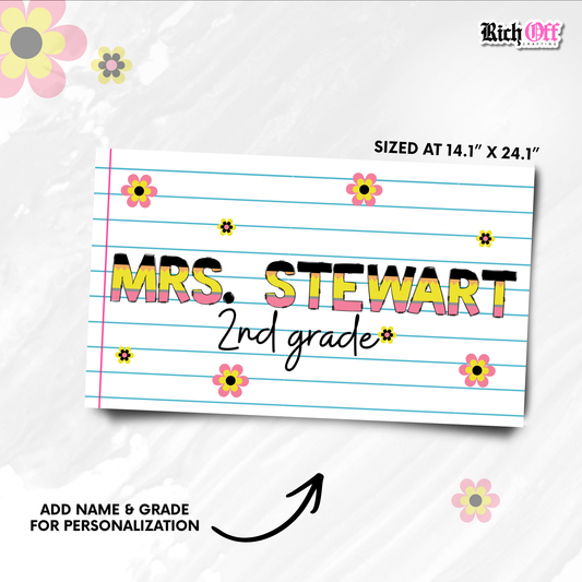 Pencil Flower Desk Mat Transfer (Add Name & Grade)