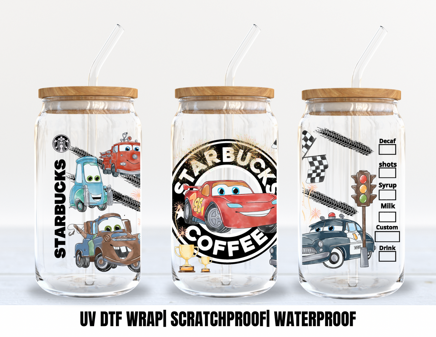 "CARS" 16OZ UV WRAP