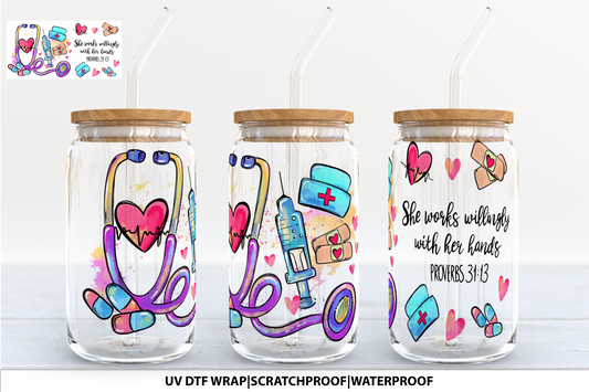 "SHE WORKS" 16OZ UV WRAP