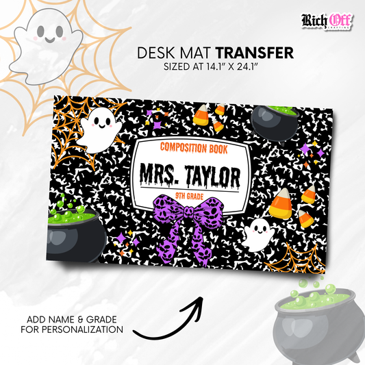 Spooky Composition Desk Mat Transfer (Add Name & Grade)